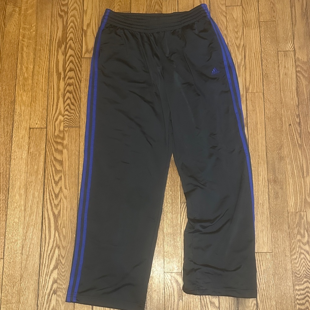 adidas Black Joggers with Vibrant Blue Stripes